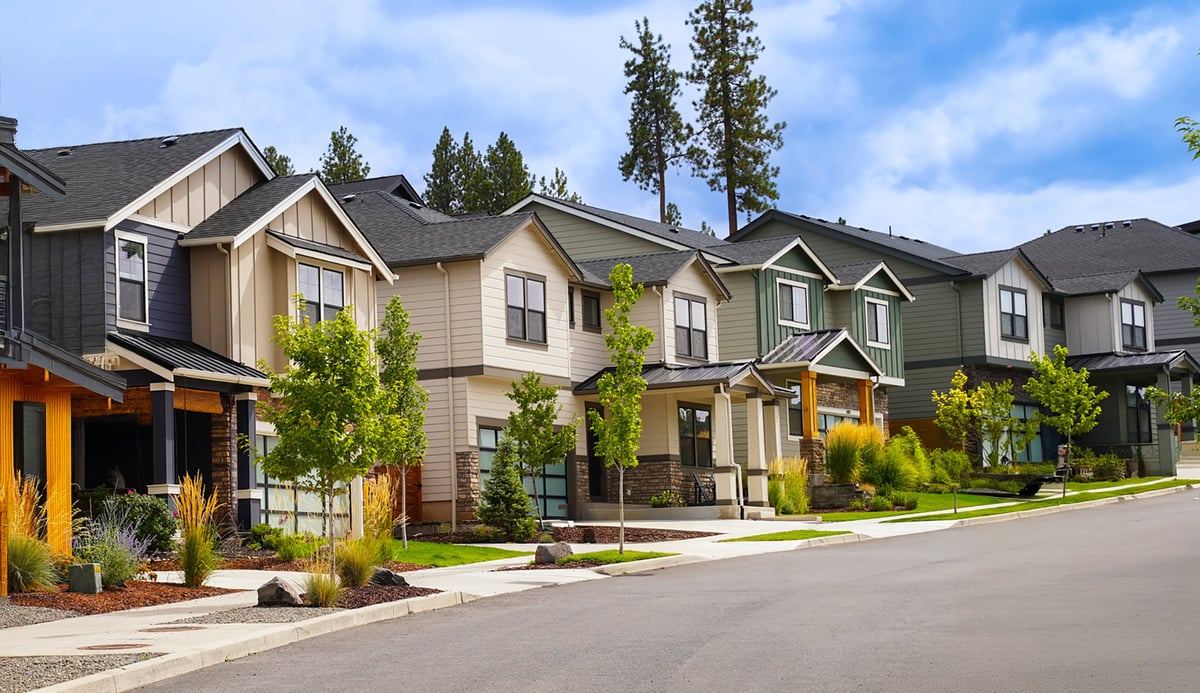 Beautiful California neighborhood with blue sky